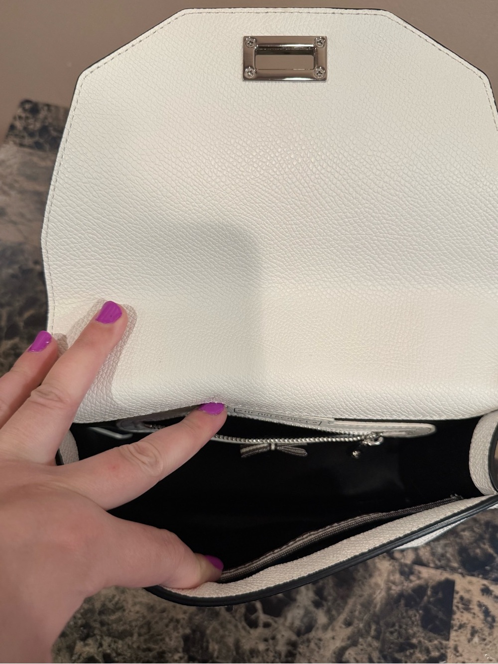 Henri Bendel Bijoux Party Chain Crossbody - White Pebbled Leather - Picture 11 of 16